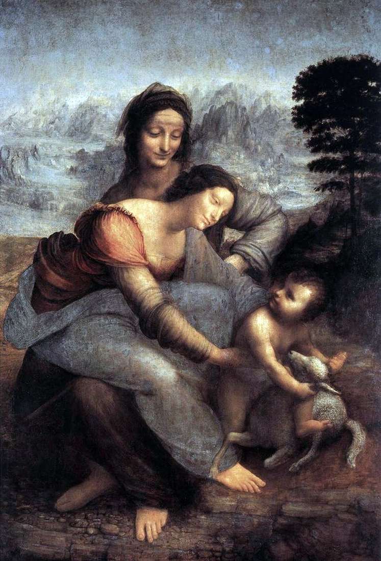Описание картины Святая Анна и Мария с младенцем Христом   Леонардо Да Винчи