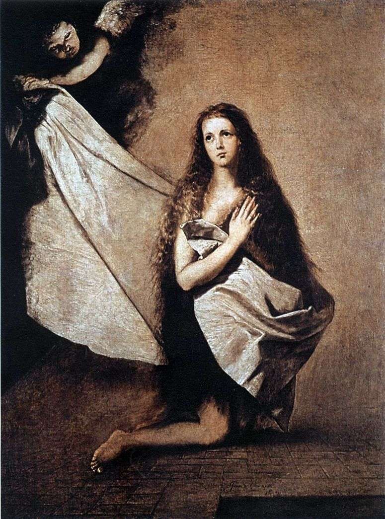 Описание картины Святая Инесса и ангел укрывающий ее покрывалом   Хусепе Рибера