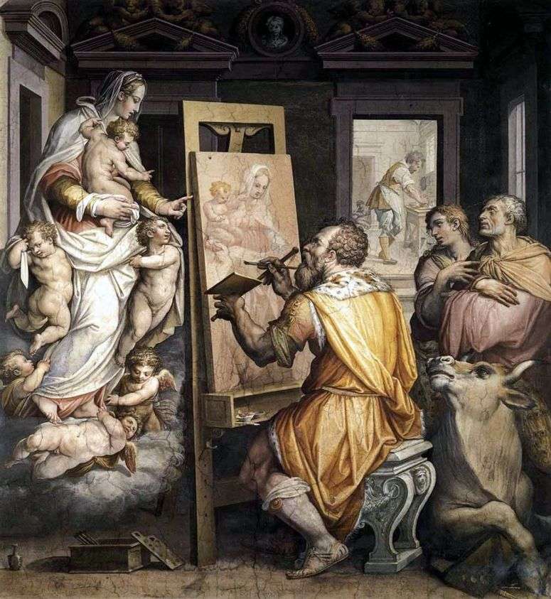Описание картины Святой Лука пишет портрет Богородицы   Джорджо Вазари