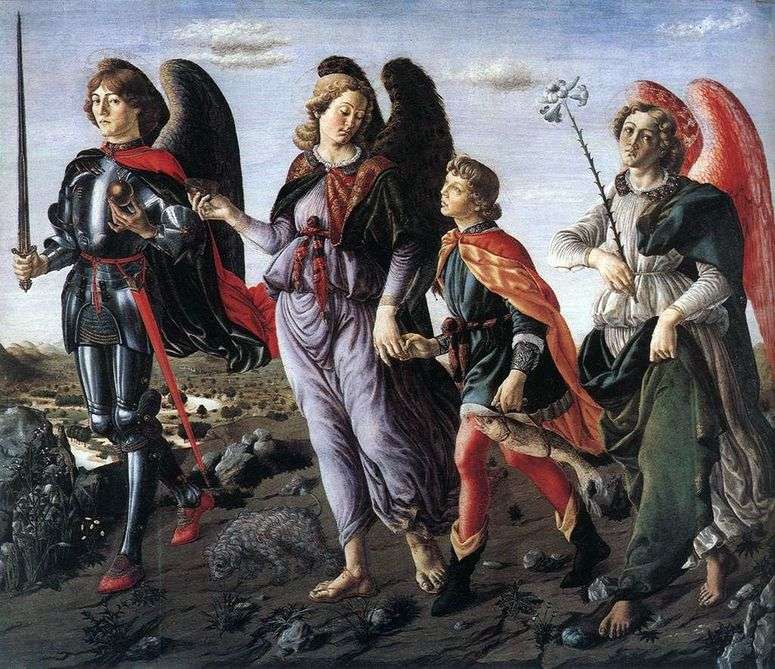 Описание картины Три Архангела с Товием   Франческо Боттичини
