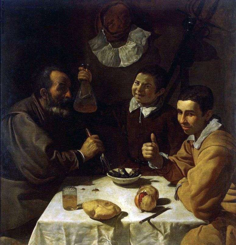 Описание картины Трое мужчин за столом   Диего Веласкес