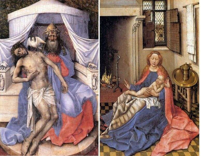 Описание картины Троица. Мадонна с младенцем (диптих)   Робер Кампен