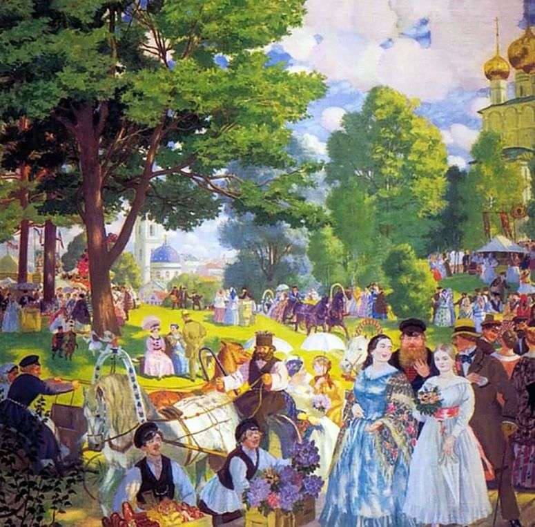 Описание картины Троицын день   Борис Кустодиев