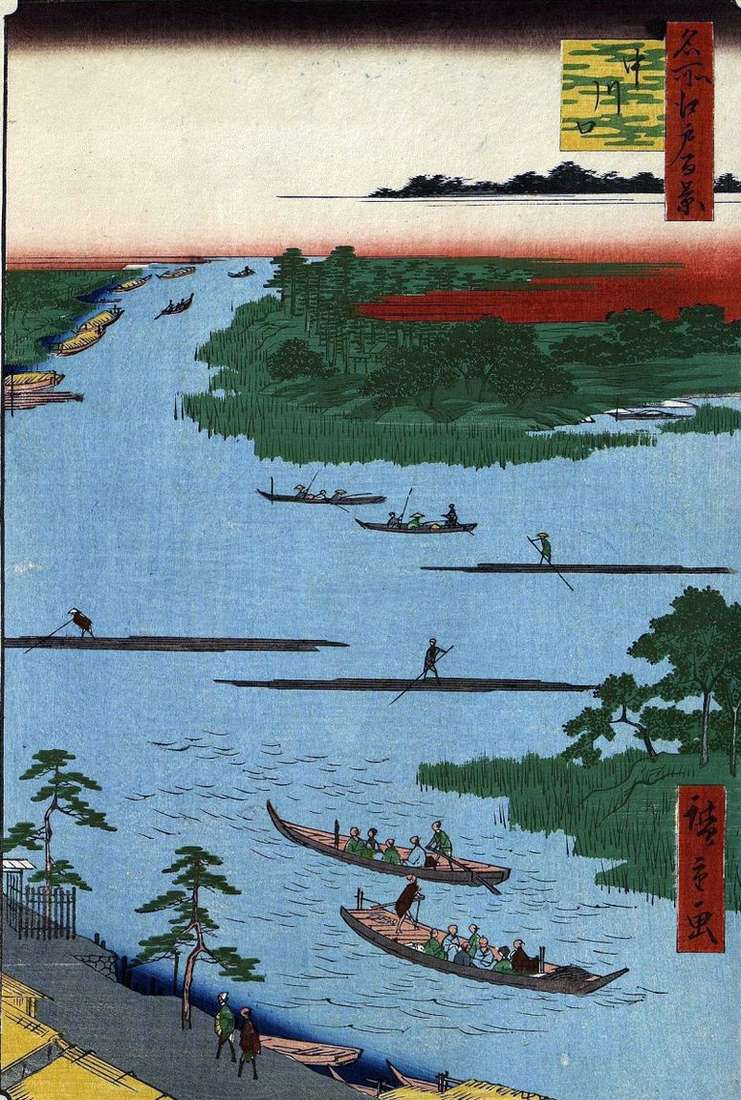 Описание картины Устье реки Накагава   Утагава Хиросигэ