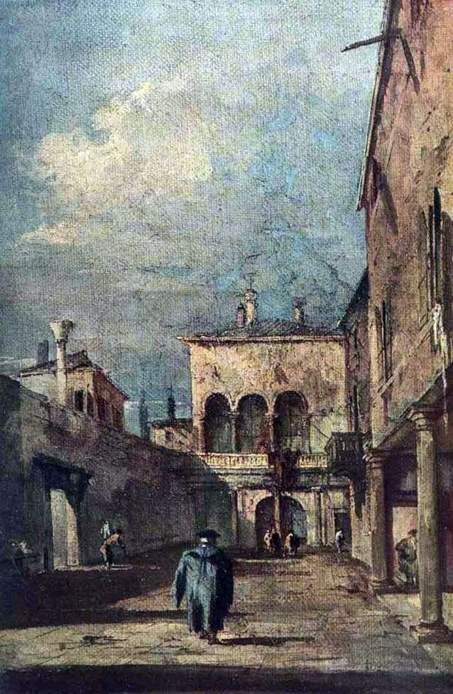 Описание картины Венецианский дворик   Франческо Гварди