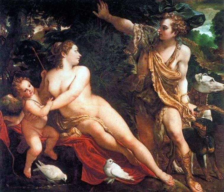 Описание картины Венера, Адонис и Амур   Аннибале Карраччи
