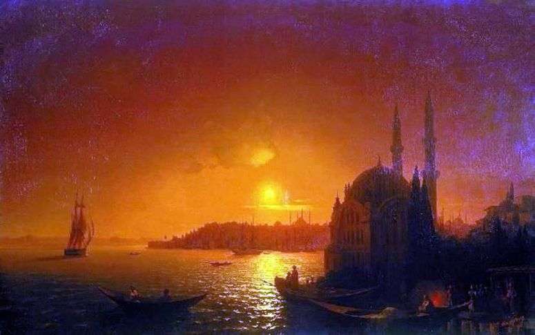 Описание картины Вид Константинополя при лунном освещении   Иван Айвазовский