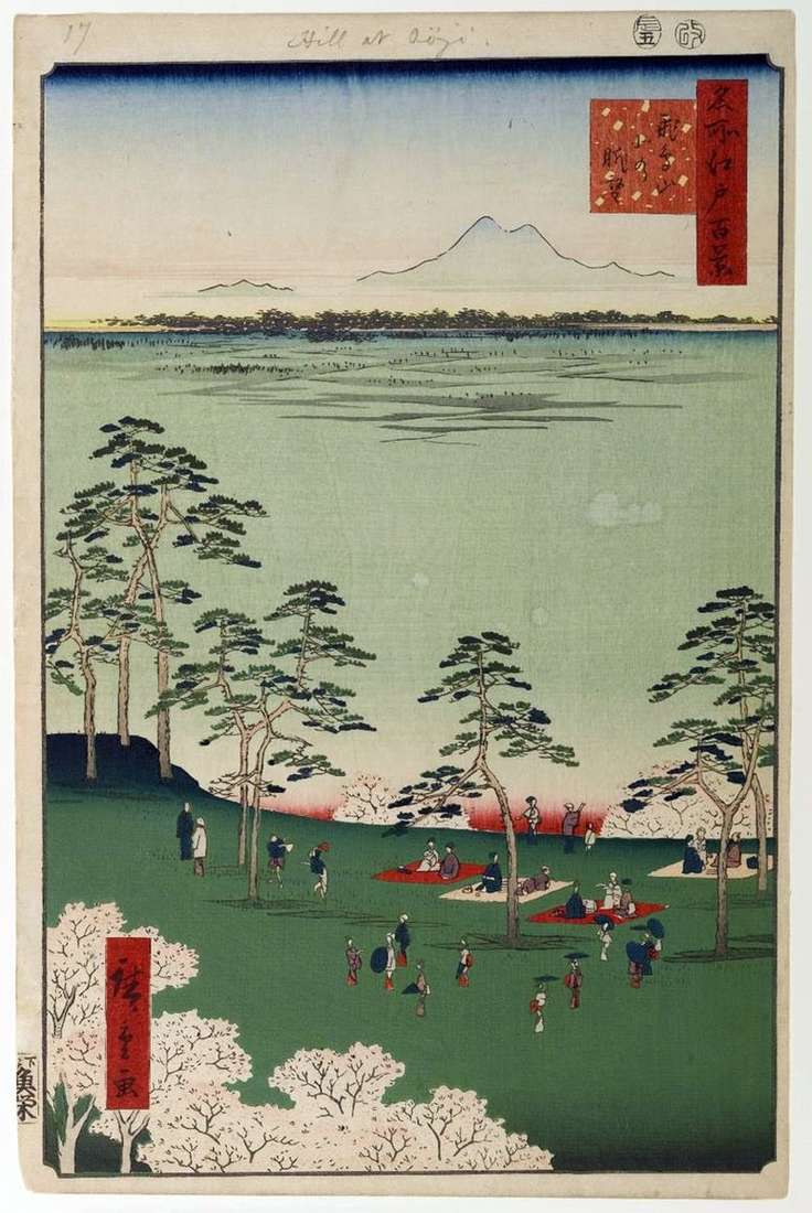 Описание картины Вид на север от горы Асукаяма