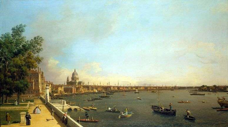 Описание картины Вид Темзы и Лондона от Сомерсетхауса   Антонио Каналетто
