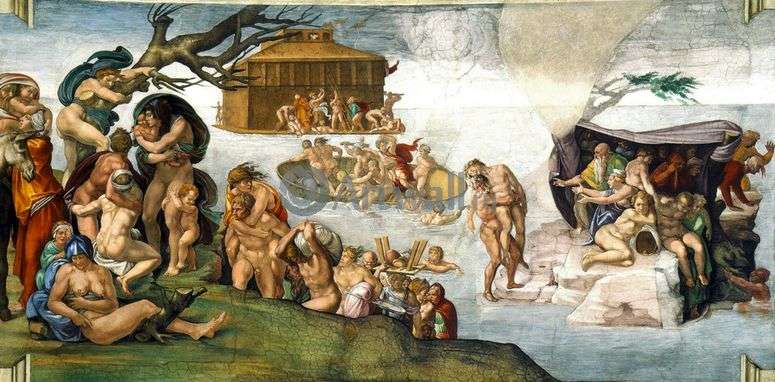 Описание картины Всемирный потоп   Микеланджело Буонарроти