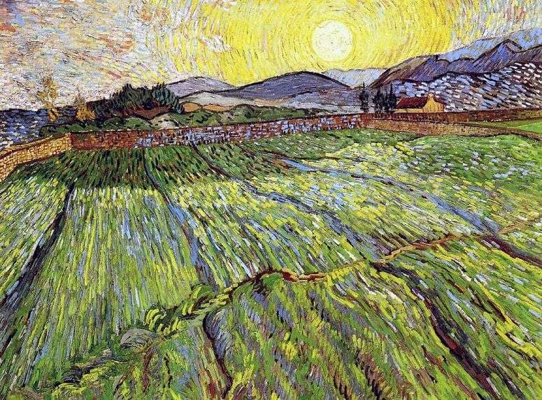 Описание картины Вспаханное поле с восходящим солнцем   Винсент Ван Гог