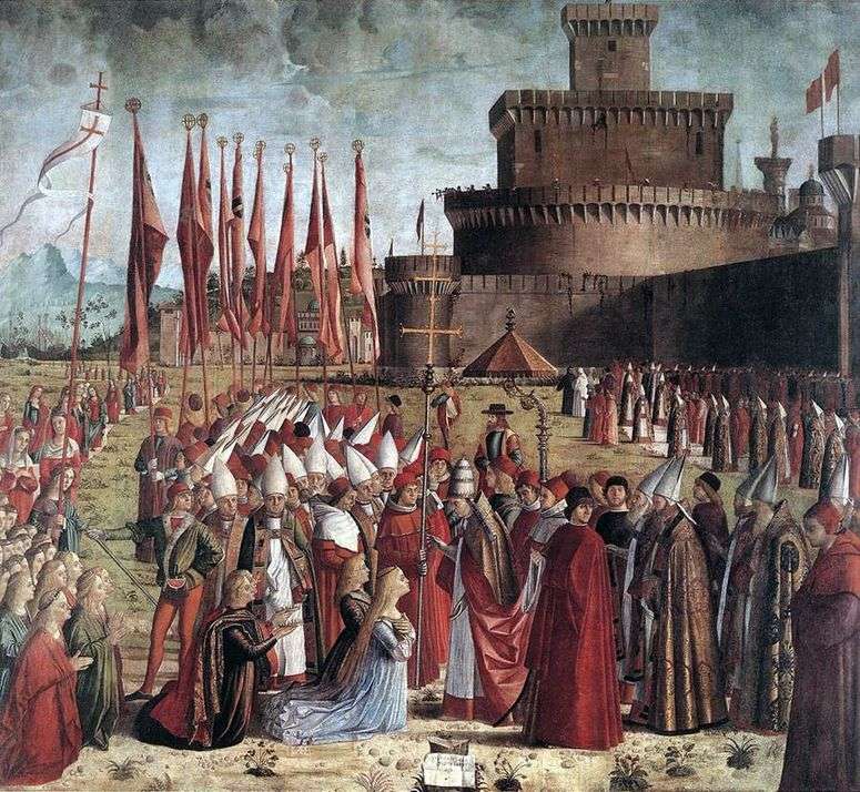 Описание картины Встреча святой Урсулы и паломников с римским папой Кириаком   Витторе Карпаччо