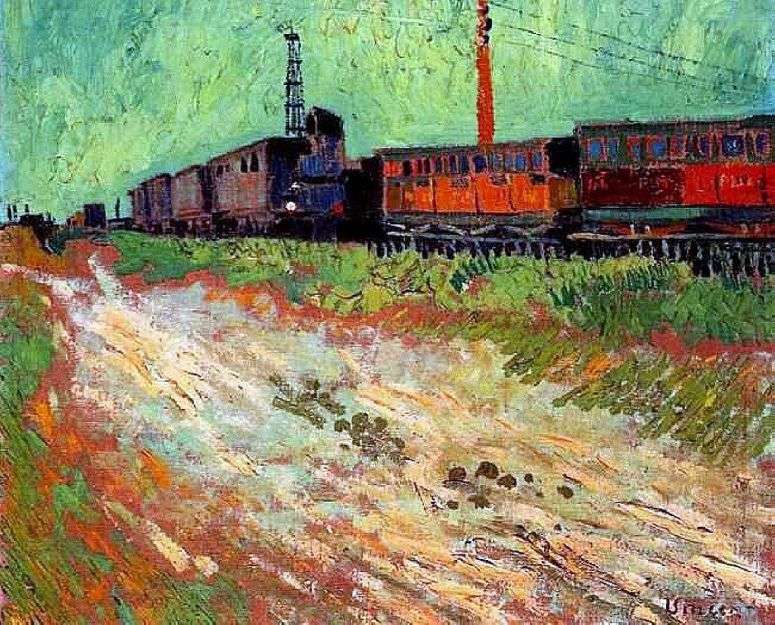 Описание картины Железнодорожные вагоны   Винсент Ван Гог