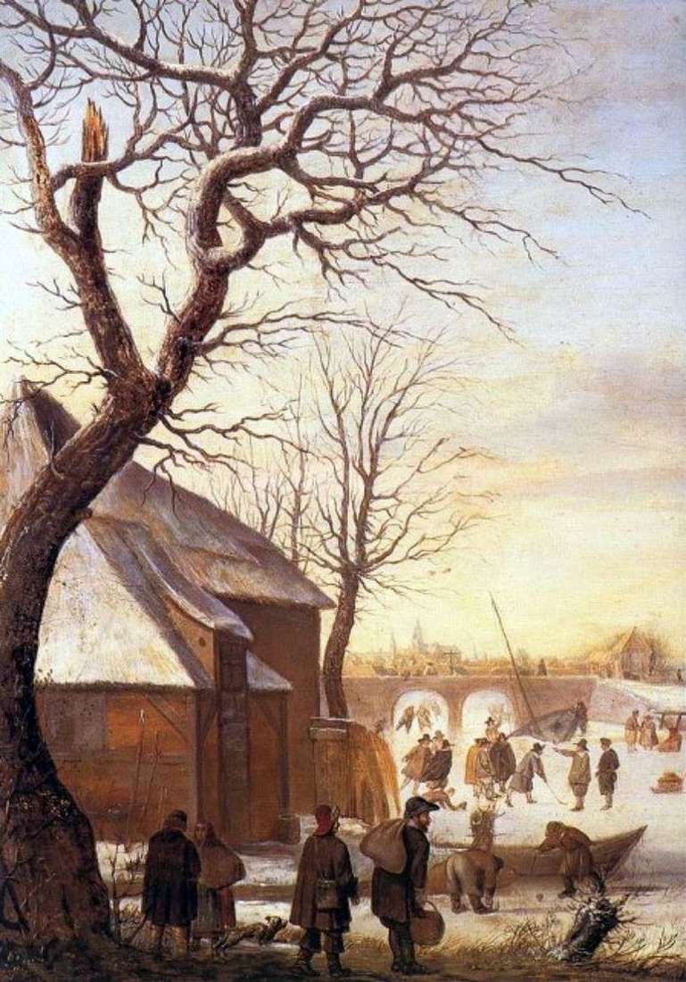Описание картины Зимний пейзаж   Хендрик Аверкамп