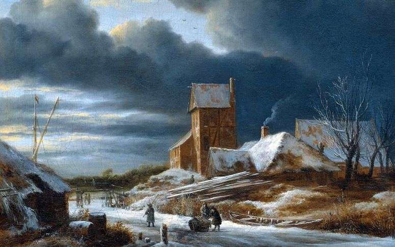 Описание картины Зимний пейзаж   Якоб ван Рейсдал