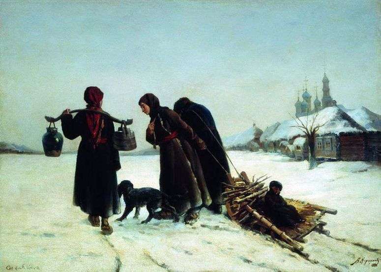 Описание картины Зимой в деревне   Алексей Корзухин